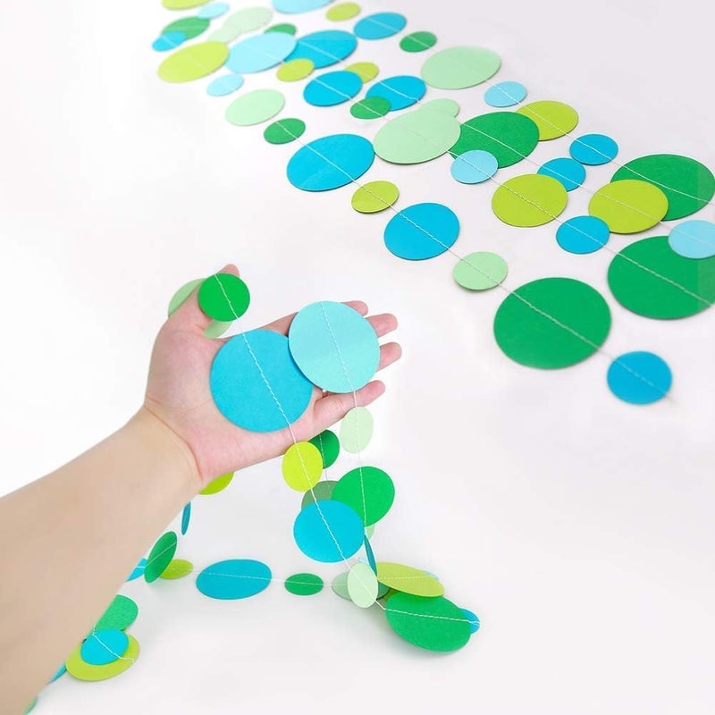 Decor365 Blue Green Circle Dot Garland Bubble Streamer Ocean Under The Sea Mermaid Spring Summer Party Decoration Beach Hanging Bunting Banner Birthday Baby Shower Tea Party Wedding Room Decor - Image 4